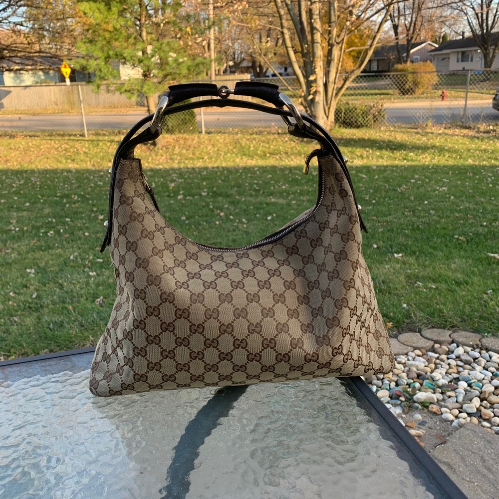 Gucci Horsebit Signature GG Medium Canvas Hobo